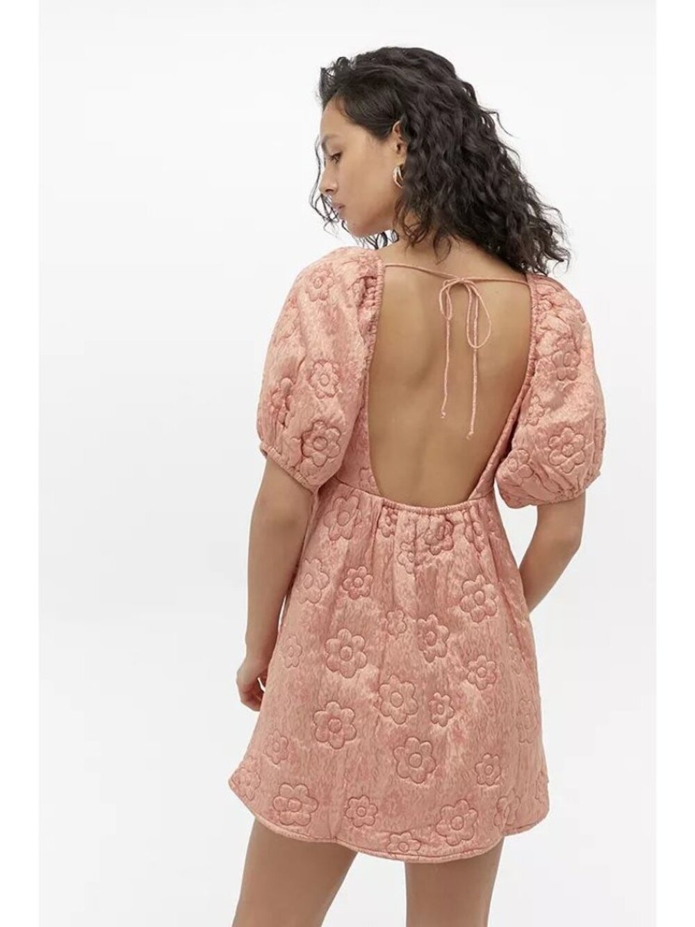 Urban Outfitters NWT Kimchi Blue Astrid Embroidered Babydoll Dress in Pink sz XS